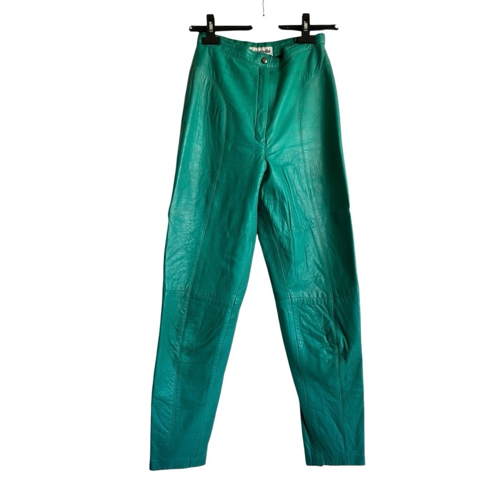 VINTAGE bagatelle Leather High Waisted Pants Y2K Green 25